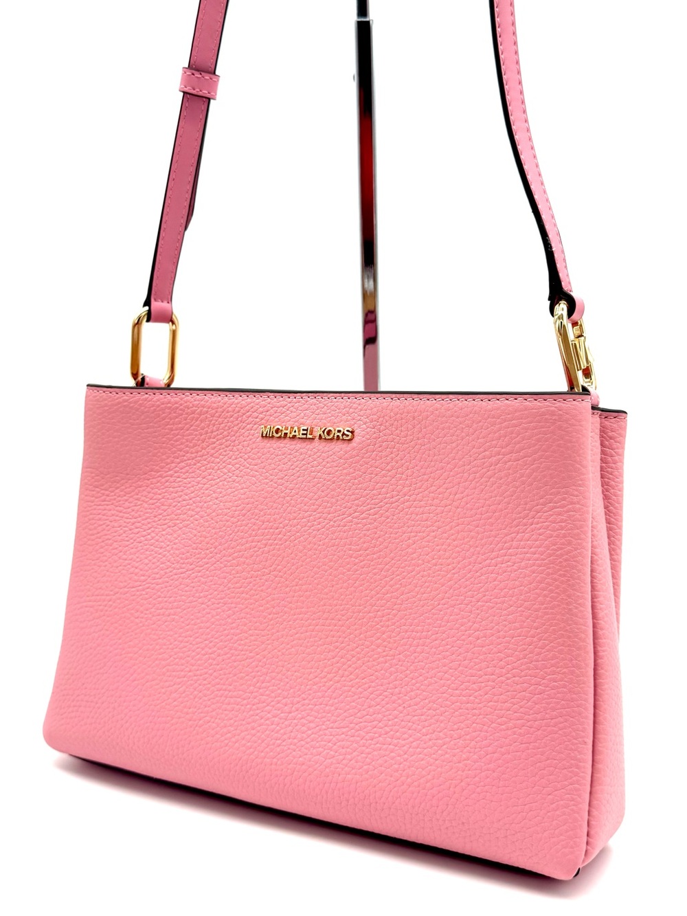 Michael Kors Trisha Medium Pebbled Leather Crossbody Bag Pink